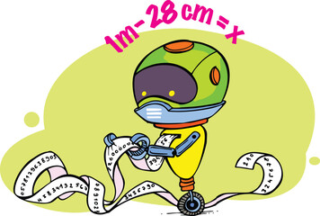 Math robot. Robot that receives its report of ones and zeros.