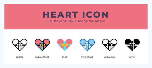 Heart vector icon. with different styles vector illustration.