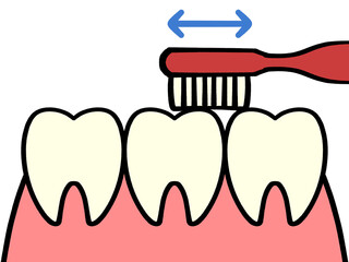 歯の磨き方指導、小刻みに動かすのイラスト素材
