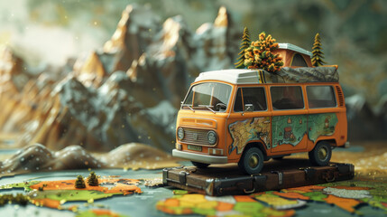 Digital Nomad Adventure Map A D world map in a travelers van with D animated routes and landmarks popping up as the journey progresses Each location offers interactive storie