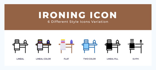 Ironing icon illustration vector with different styles