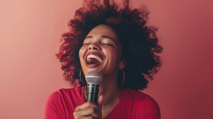 The woman singing passionately
