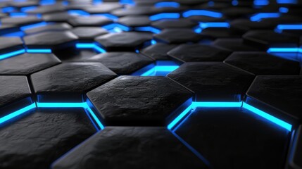 Fototapeta premium Abstract Black and Blue Hexagonal Pattern