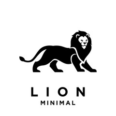 Lion logo icon design illustration black and white