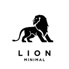 Lion logo icon design illustration black and white