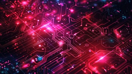 Abstract technological background with glowing circuit board design.
