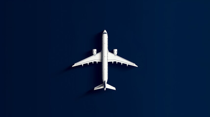 Minimalist airplane silhouette on a deep navy background symbolizing the essence of modern travel dreams 