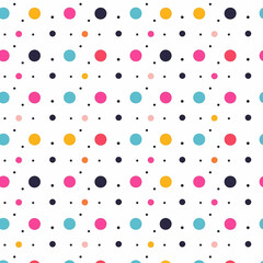 Rendered photos of colorful  small and bid dots seamless pattern line art made with generative AI