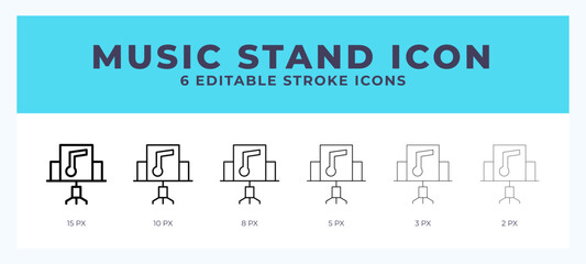 Music stand icon with editable stroke. Outline icon vector illustration.