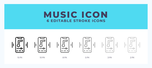 Music icon symbol. Isolated. Vector illustration with editable stroke.