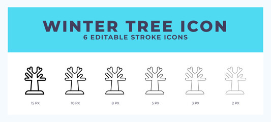 Winter tree line icon. For web. And mobile app. Vector illustration.