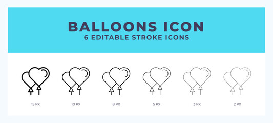 Balloon icon with different stroke. Editable stroke. Vector illustration. © Icon