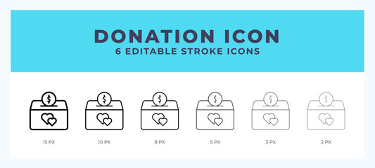 Donation icon. Regular line. Thin line. Bold line. Vector illustration.