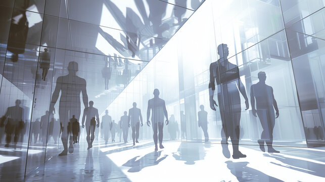 Architectural Body Forms A series of human body silhouettes integrated into a D architectural setting where each body part morphs into elements of the building blending organic