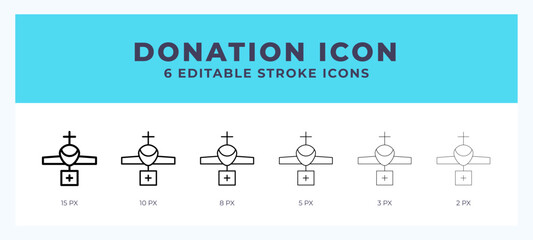Donation icon vector illustration. With editable stroke for web. App and more.
