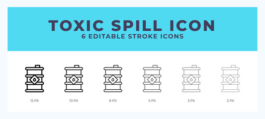 Toxic spill icon in thin line. Bold line. Regular line. Editable stroke.