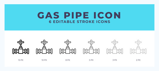 Gas pipe icon with editable stroke. Outline icon vector illustration.