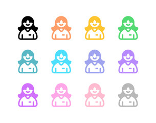Fototapeta premium Editable female employee, person, user, worker, profession vector icon. Business, work, job, office. Part of a big icon set family. Perfect for web and app interfaces, presentations, infographics, etc