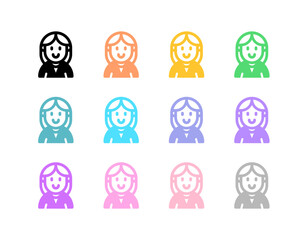 Editable female employee avatar vector icon. User, profile, identity, persona. Part of a big icon set family. Perfect for web and app interfaces, presentations, infographics, etc