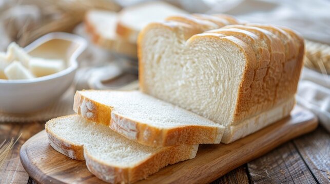 White bloomer bread on wooden board