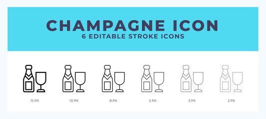 Champagne icon. Regular line. Thin line. Bold line. Vector illustration.