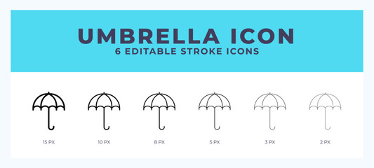 Umbrella icon. Editable stroke line icon vector illustration. © Icon