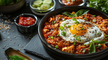 rice with vegetables, Korean food, Kimchi and rice, asian food background, Asian cuisine, healthy food