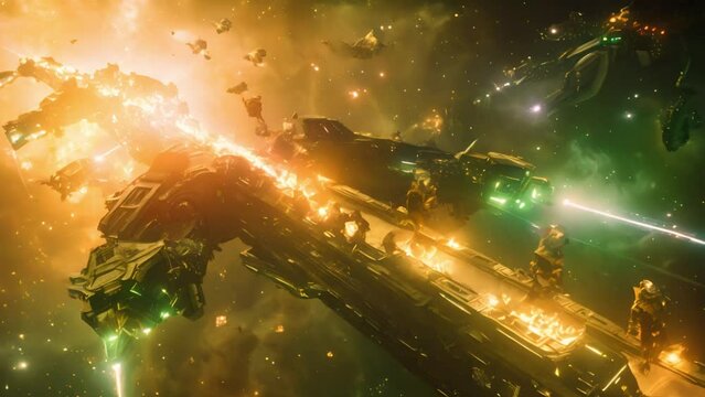  Epic space combat with laser crossfire
