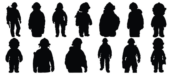 Firefighter silhouette set vector design big pack of illustration and icon