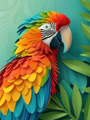 Obraz premium a colorful parrot sitting on a green plant