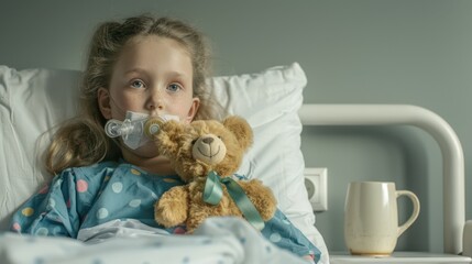 The girl with oxygen mask