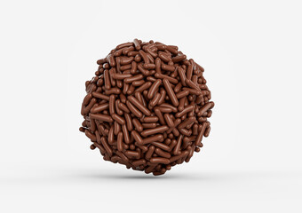 Brigadeiro Traditional Brazilian Dessert Ball Made Of Chocolate Sprinkles or Meises 3D Illustration