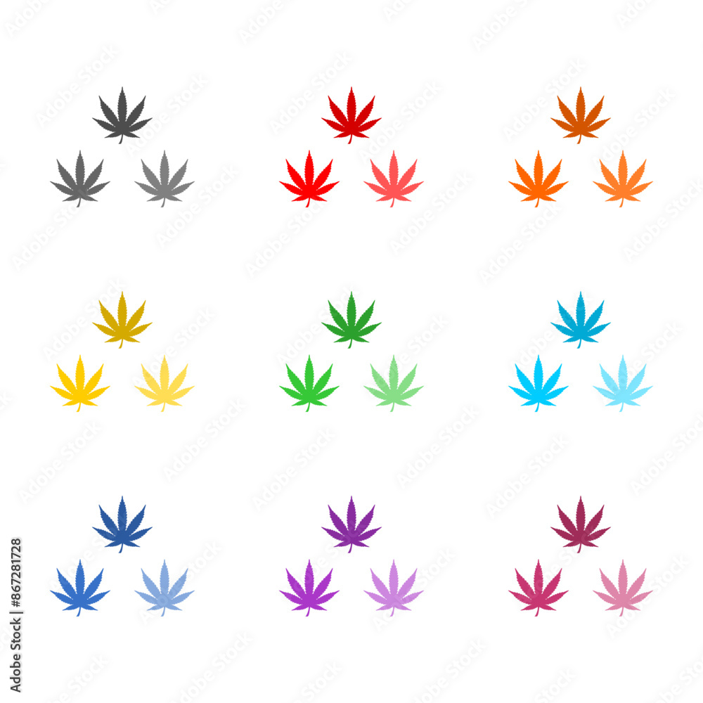 Wall mural cannabis leaf icon isolated on white background. set icons colorful