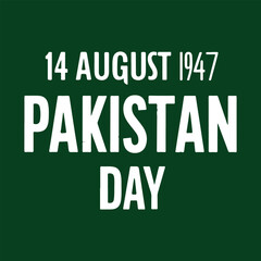 14th of August independence day of Pakistan typography