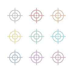  Crosshair icon isolated on white background. Set icons colorful