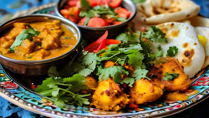 food, cuisine, dinner, meal, indian, traditional, curry, lunch, indian food, india, restaurant, chicken, dish, delicious, plate, asian, spicy, vegetable, fresh, masala, vegetarian, top view, meat, 