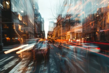 blurred image of cars driving on a city street