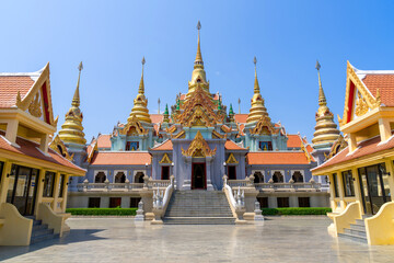 Ubosot of Wat Phra Mahathat Chedi Phakdi Prakat, a beautiful temple near the sea in Prachuap Khiri Khan Province.