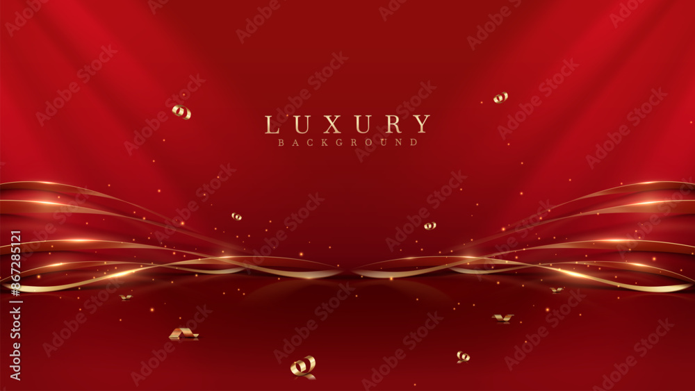 Canvas Prints elegant red backdrop decorated with golden ribbons and sparkling light effects. the backgrounds are 