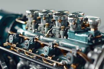 Fototapeta premium Mechanical Gears and Components Closeup Isolated on Solid Background