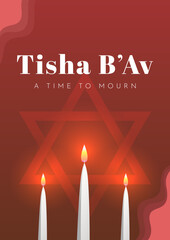 Tisha B'Av Poster Design for Jewish  Holiday. Day of mourning for tragedies across Jewish history