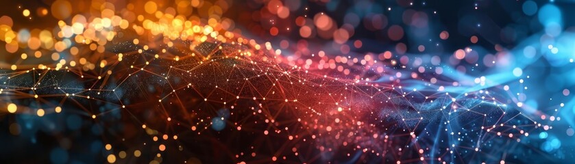 API data flow visualization, digital, highresolution, sleek design, vibrant colors, interconnected nodes, advanced technology, dynamic movement, futuristic background