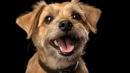 Cute playful doggy or pet is playing and looking happy isolated on transparent background. terrier...
