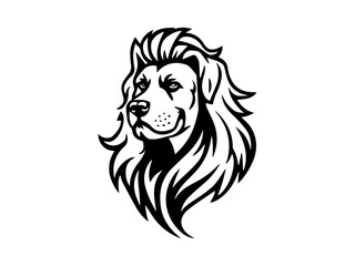 Detailed Black and White Line Art Illustration of a Dog's Face. Intricate and Realistic Canine Portrait Capturing the Essence of Animal Features with Hand-Drawn Precision for Artistic and Monochrome P