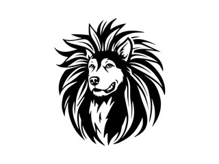 Detailed Black and White Line Art Illustration of a Dog's Face. Intricate and Realistic Canine Portrait Capturing the Essence of Animal Features with Hand-Drawn Precision for Artistic and Monochrome P