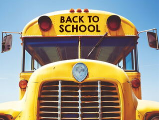 Back to school written on yellow bus