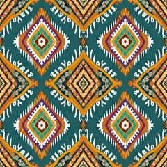 ikat geometric ethnic oriental seamless pattern. design ikat fabric for textile ethnic, native pattern motif, embroidery ikat style