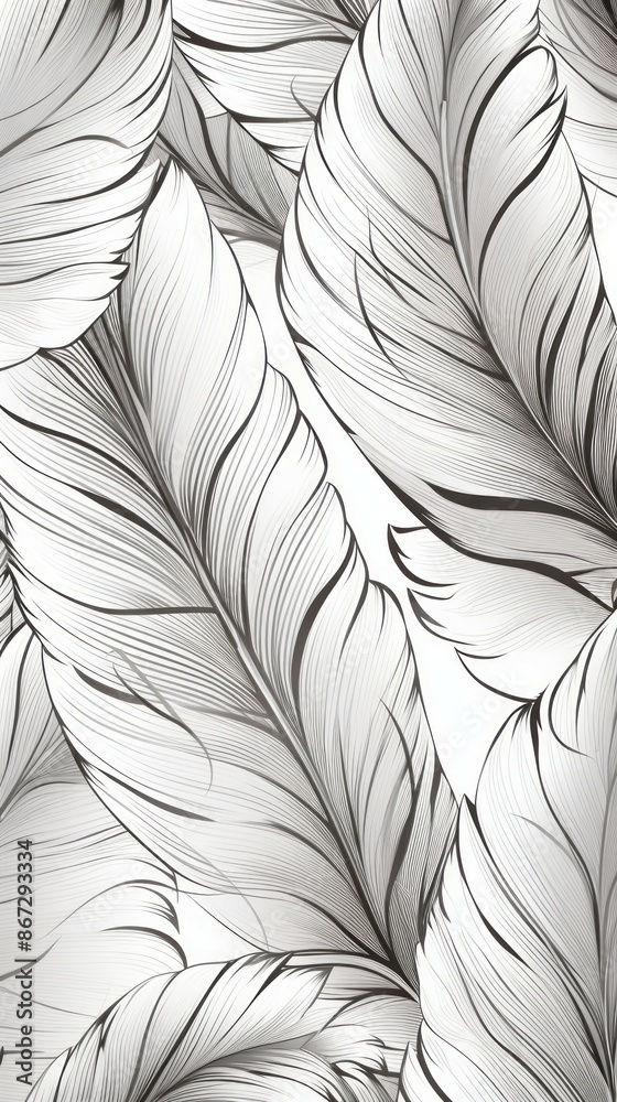 Wall mural Feathers Material Structure Background - Generative AI