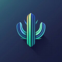 Refined cactus logo with a minimalist approach, highlighting clean lines and a soft gradient finish