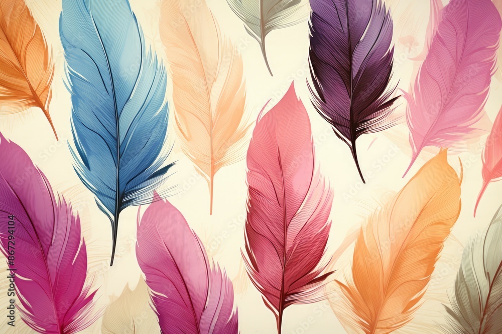 Sticker Feathers Material Structure Background - Generative AI